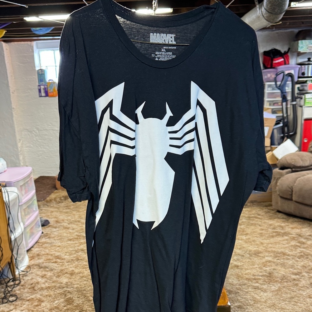 Marvel Black Tee with White Spider Emblem